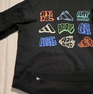 Adidas Kids Black Graphic Hoodie